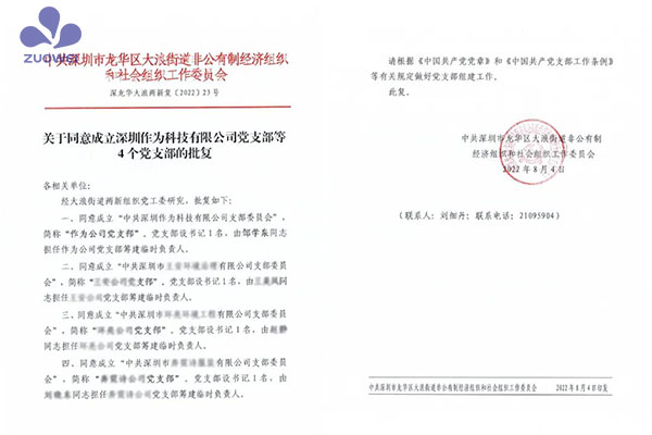 热烈祝贺中共深圳作为科技有限公司党支部正式成立！